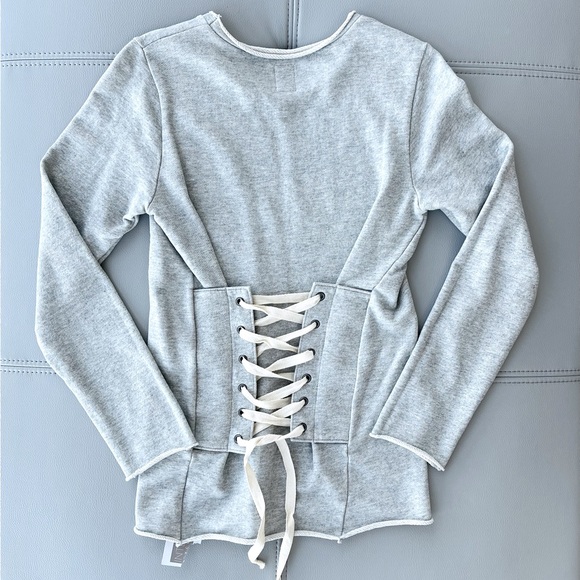 Grey Sweatshirt Corset Sweatshirt Women's Button Up Corset